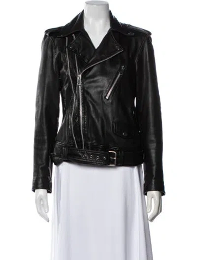Pre-owned Walter Baker Lamb Leather Biker Jacket In Black