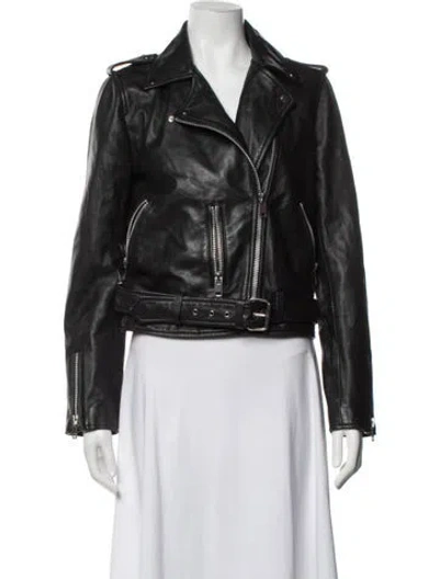 Pre-owned Walter Baker Lamb Leather Biker Jacket In Black