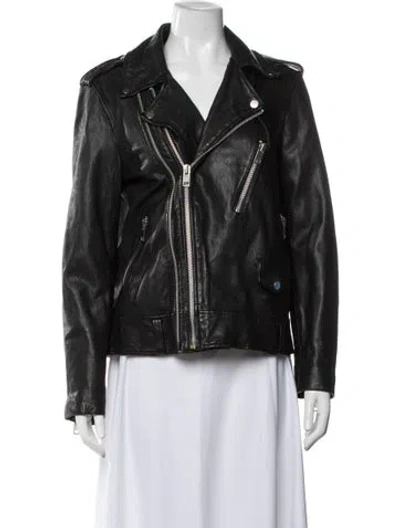 Pre-owned Walter Baker Lamb Leather Biker Jacket In Black
