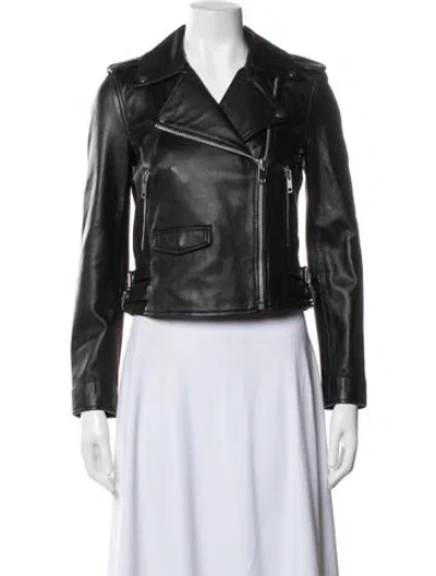 Pre-owned Walter Baker Lamb Leather Biker Jacket In Black