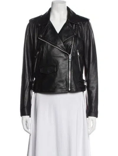 Pre-owned Walter Baker Lamb Leather Biker Jacket In Black