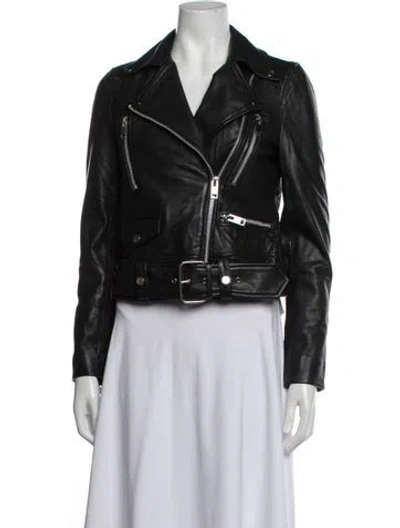 Pre-owned Walter Baker Lamb Leather Biker Jacket In Black