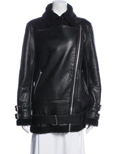 Pre-owned Walter Baker Lamb Leather Biker Jacket In Black