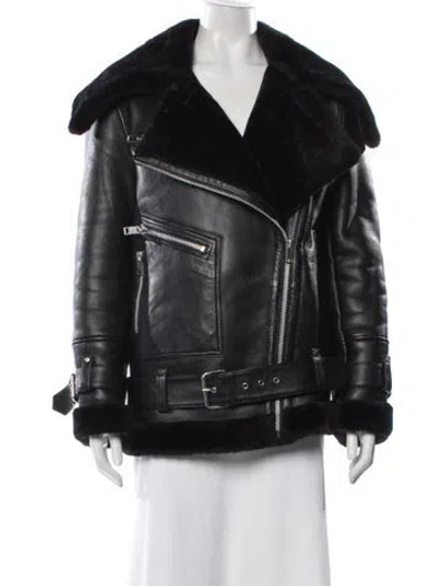 Pre-owned Walter Baker Lamb Leather Biker Jacket In Black