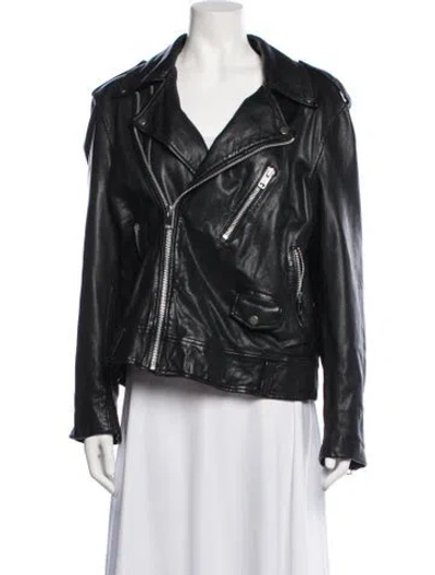 Pre-owned Walter Baker Lamb Leather Biker Jacket In Black