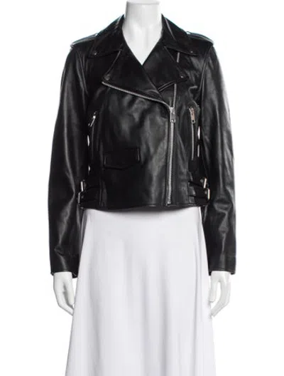 Pre-owned Walter Baker Lamb Leather Biker Jacket In Black