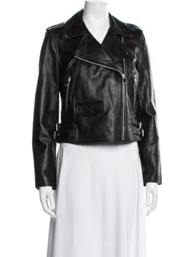 Pre-owned Walter Baker Lamb Leather Biker Jacket In Black