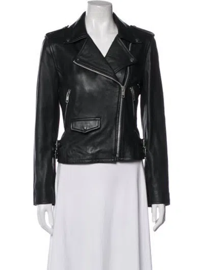 Pre-owned Walter Baker Lamb Leather Biker Jacket In Black
