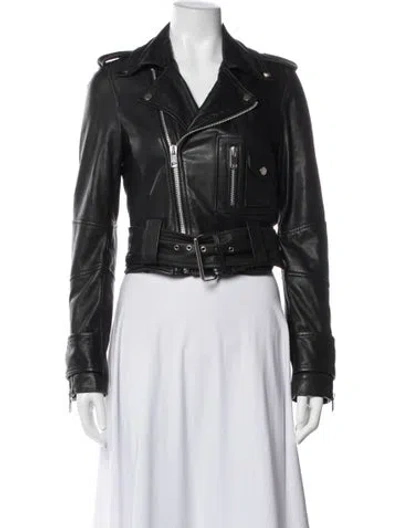 Pre-owned Walter Baker Lamb Leather Biker Jacket In Blue