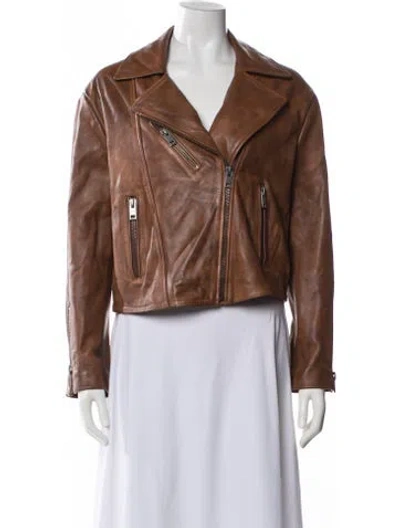 Pre-owned Walter Baker Lamb Leather Biker Jacket In Brown