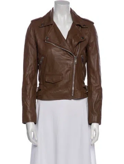 Pre-owned Walter Baker Lamb Leather Biker Jacket In Brown