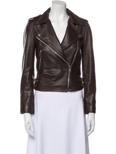 Pre-owned Walter Baker Lamb Leather Biker Jacket In Brown