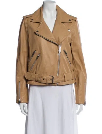Pre-owned Walter Baker Lamb Leather Biker Jacket In Brown