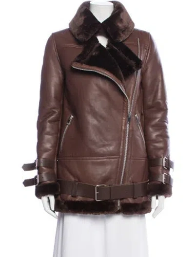 Pre-owned Walter Baker Lamb Leather Biker Jacket In Brown