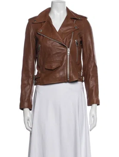 Pre-owned Walter Baker Lamb Leather Biker Jacket In Brown