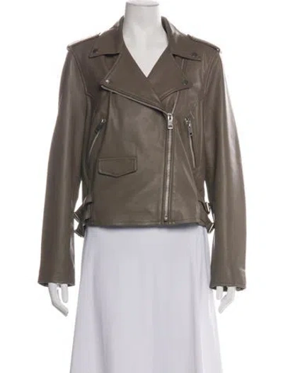 Pre-owned Walter Baker Lamb Leather Biker Jacket In Brown