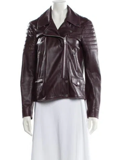 Pre-owned Walter Baker Lamb Leather Biker Jacket In Burgundy