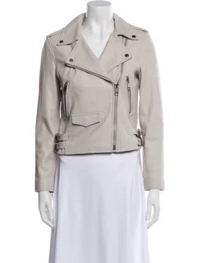 Pre-owned Walter Baker Lamb Leather Biker Jacket In Gray