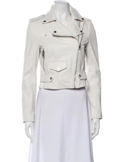 Pre-owned Walter Baker Lamb Leather Biker Jacket In Gray