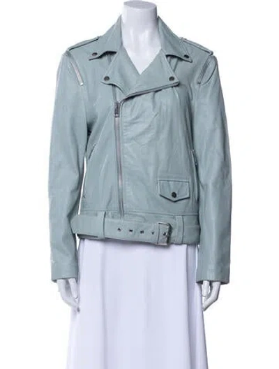 Pre-owned Walter Baker Lamb Leather Biker Jacket In Green