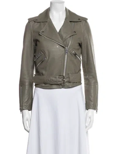 Pre-owned Walter Baker Lamb Leather Biker Jacket In Green