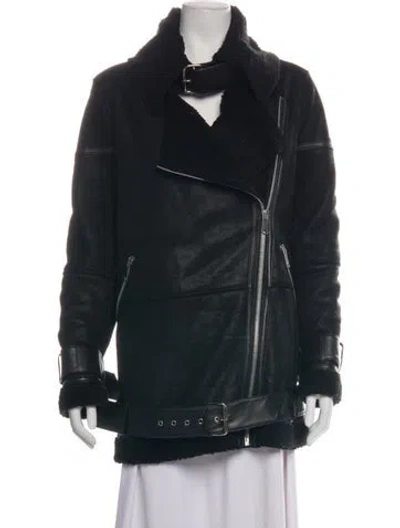 Pre-owned Walter Baker Lamb Leather Biker Jacket In Green