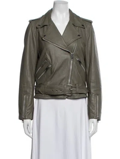Pre-owned Walter Baker Lamb Leather Biker Jacket In Green