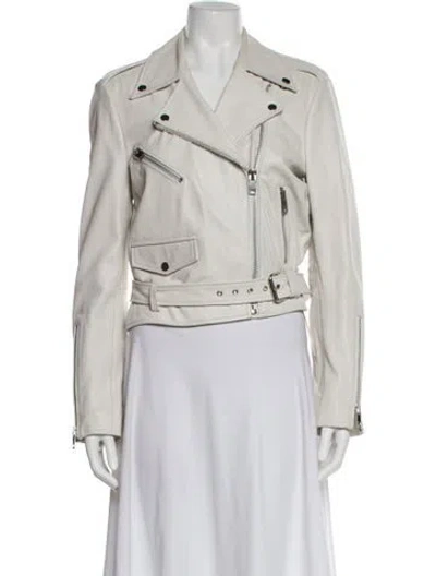 Pre-owned Walter Baker Lamb Leather Biker Jacket In Neutral