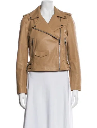Pre-owned Walter Baker Lamb Leather Biker Jacket In Neutral