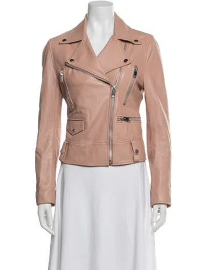 Pre-owned Walter Baker Lamb Leather Biker Jacket In Neutral