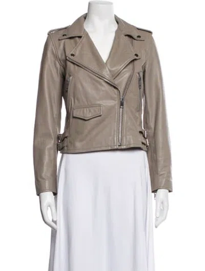 Pre-owned Walter Baker Lamb Leather Biker Jacket In Neutrals