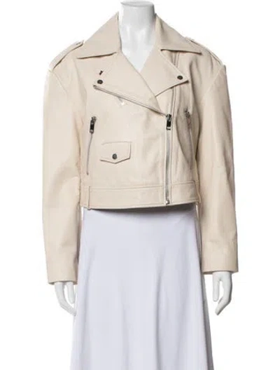 Pre-owned Walter Baker Lamb Leather Biker Jacket In Neutrals