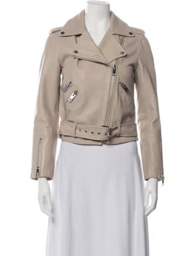 Pre-owned Walter Baker Lamb Leather Biker Jacket In Neutrals