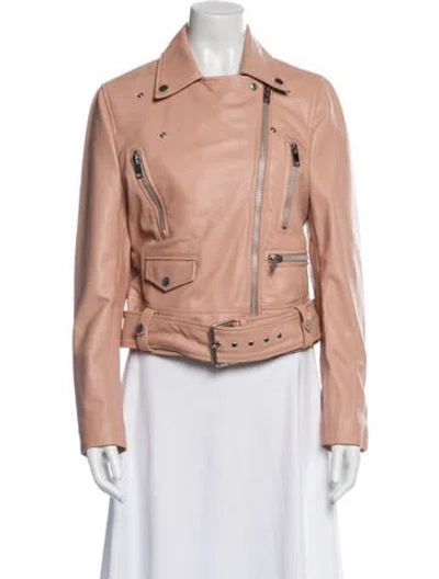 Pre-owned Walter Baker Lamb Leather Biker Jacket In Pink
