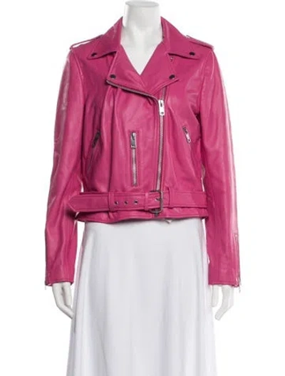Pre-owned Walter Baker Lamb Leather Biker Jacket In Pink