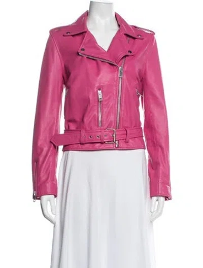 Pre-owned Walter Baker Lamb Leather Biker Jacket In Pink