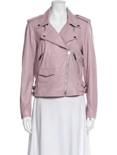 Pre-owned Walter Baker Lamb Leather Biker Jacket In Purple