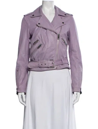 Pre-owned Walter Baker Lamb Leather Biker Jacket In Purple