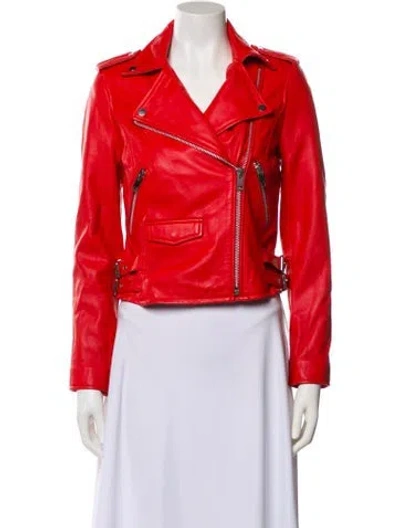 Pre-owned Walter Baker Lamb Leather Biker Jacket In Red
