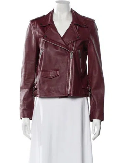 Pre-owned Walter Baker Lamb Leather Biker Jacket In Red