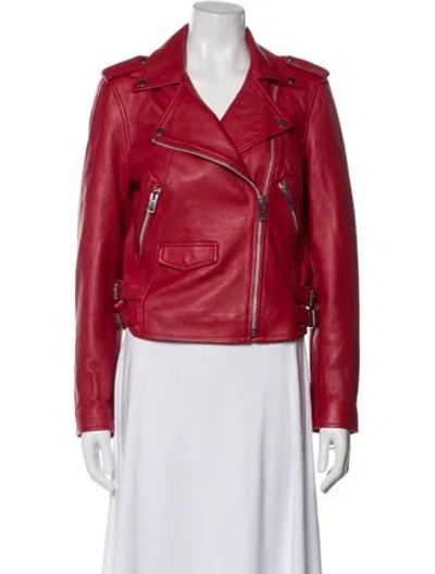 Pre-owned Walter Baker Lamb Leather Biker Jacket In Red