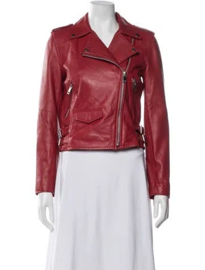 Pre-owned Walter Baker Lamb Leather Biker Jacket In Red