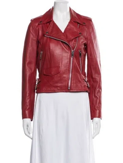 Pre-owned Walter Baker Lamb Leather Biker Jacket In Red