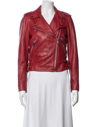 Pre-owned Walter Baker Lamb Leather Biker Jacket In Red