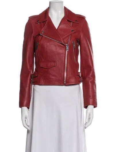 Pre-owned Walter Baker Lamb Leather Biker Jacket In Red