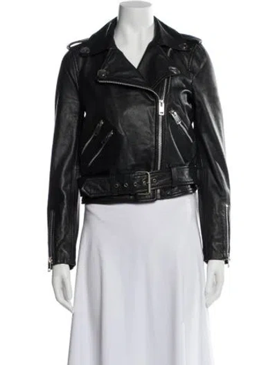 Pre-owned Walter Baker Lamb Leather Biker Jacket W/ Tags In Black