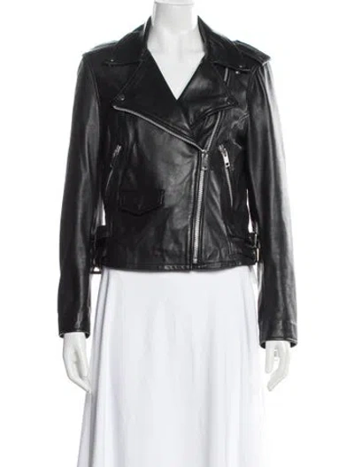 Pre-owned Walter Baker Lamb Leather Biker Jacket W/ Tags In Black