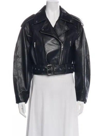 Pre-owned Walter Baker Lamb Leather Biker Jacket W/ Tags In Black