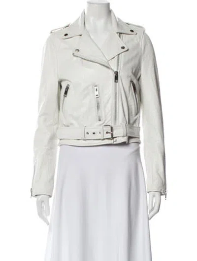 Pre-owned Walter Baker Lamb Leather Biker Jacket In White