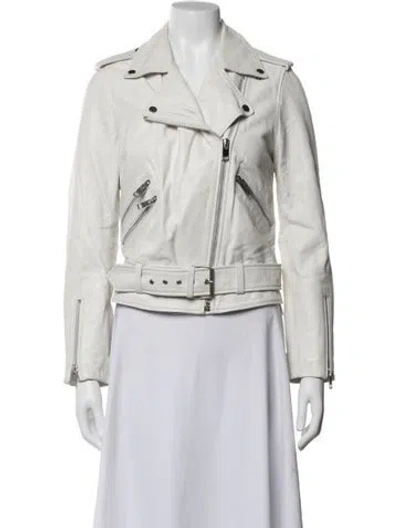 Pre-owned Walter Baker Lamb Leather Biker Jacket In White